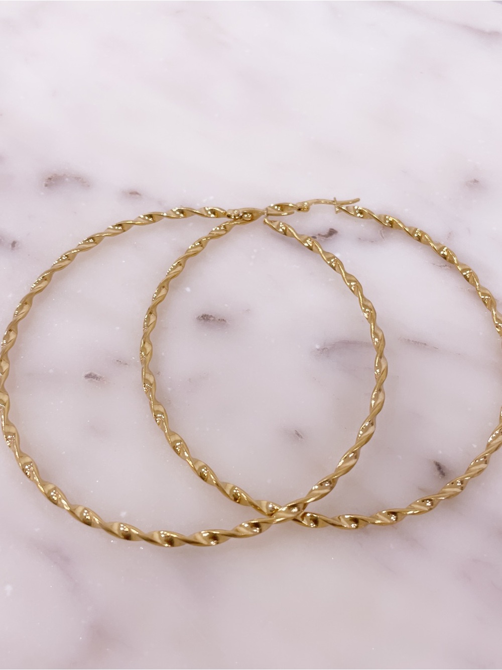 Gold Twisted Hoop Earrings - Women Jewelry